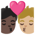 🧑🏿‍❤️‍💋‍🧑🏼 kiss: person, person, dark skin tone, medium-light skin tone display on Google